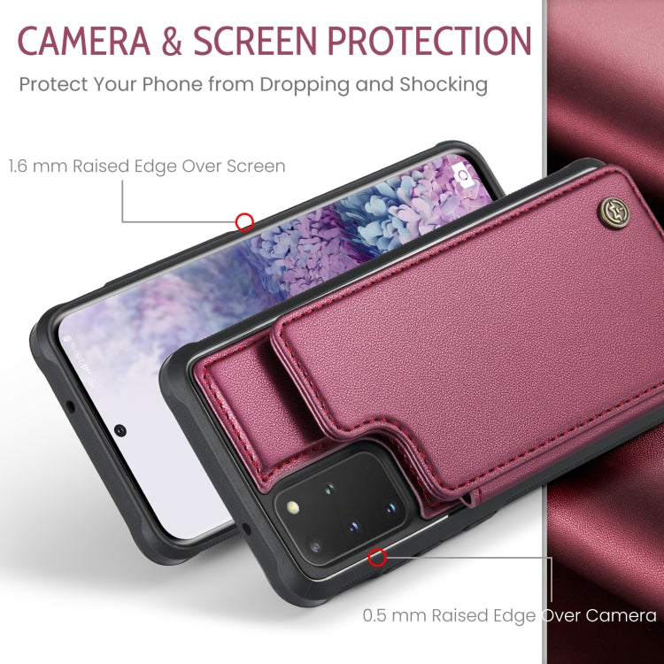 For Samsung Galaxy S20+ CaseMe C22 Card Slots Holder RFID Anti-theft Phone Case(Wine Red) - free shipping - PMC Jewellery - Order now!