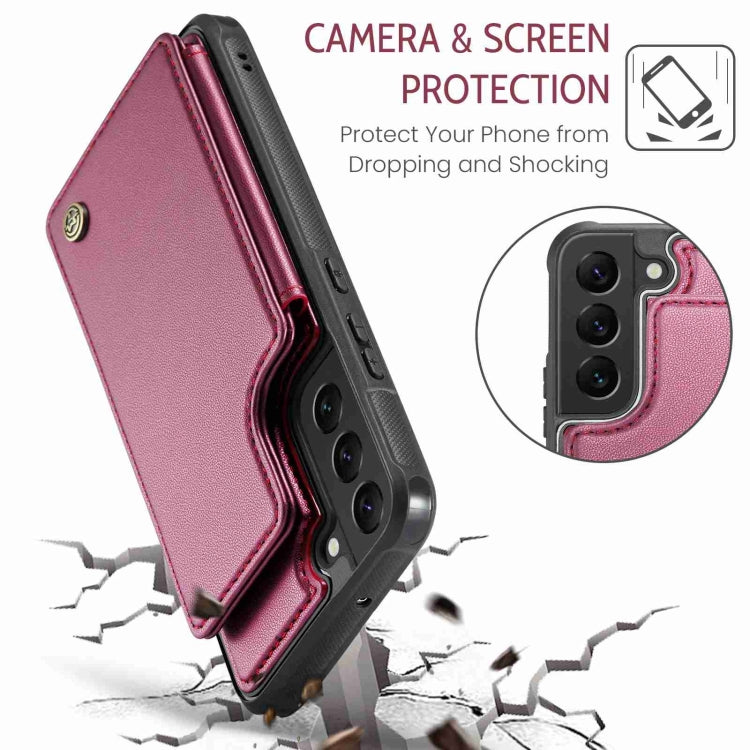 For Samsung Galaxy S22+ 5G CaseMe C22 Card Slots Holder RFID Anti-theft Phone Case(Wine Red) - Galaxy S22+ 5G Cases by CaseMe | Online Shopping South Africa | PMC Jewellery | Buy Now Pay Later Mobicred