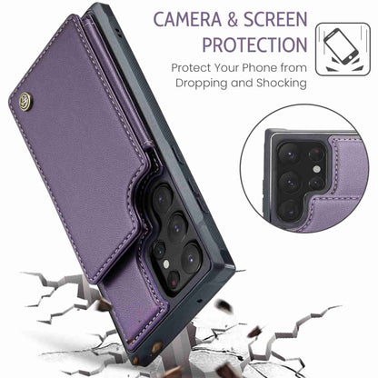 For Samsung Galaxy S22 Ultra 5G CaseMe C22 Card Slots Holder RFID Anti-theft Phone Case(Purple) - Galaxy S22 Ultra 5G Cases by CaseMe | Online Shopping South Africa | PMC Jewellery | Buy Now Pay Later Mobicred