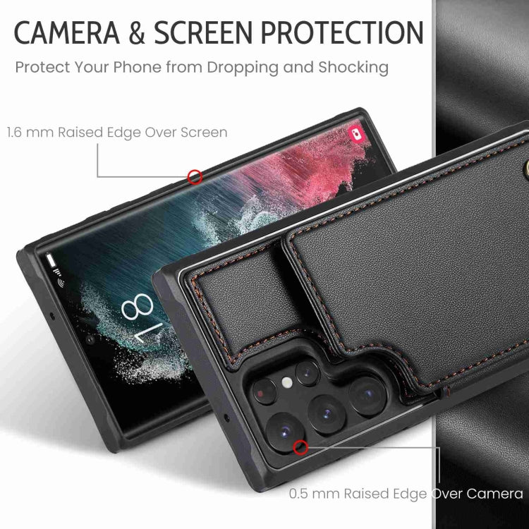 For Samsung Galaxy S22 Ultra 5G CaseMe C22 Card Slots Holder RFID Anti-theft Phone Case(Black) - free shipping - PMC Jewellery - Order now!