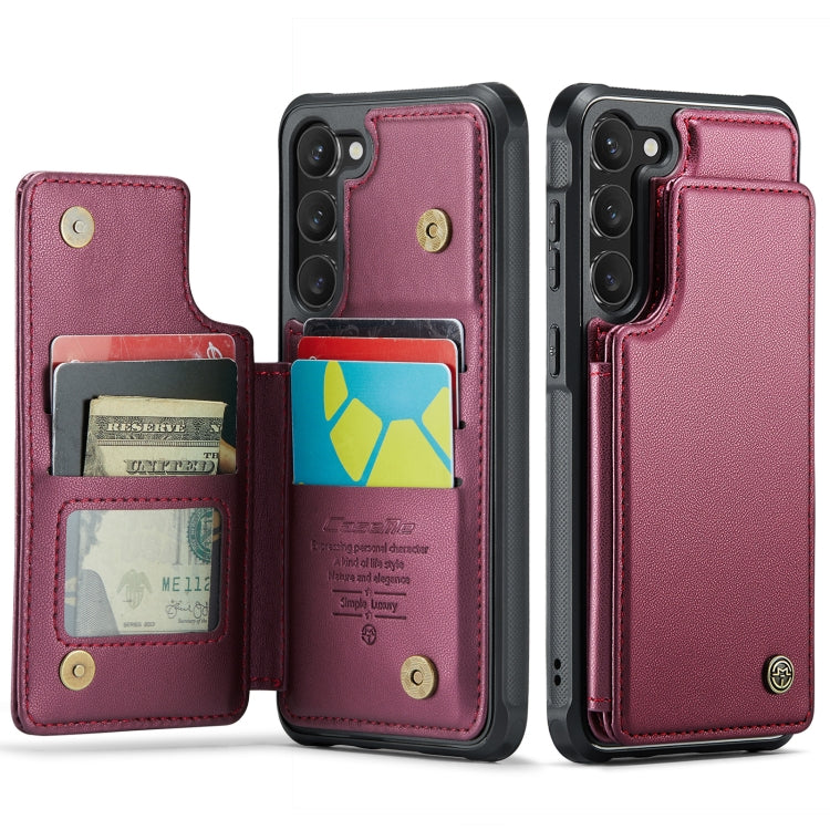For Samsung Galaxy S23+ 5G CaseMe C22 Card Slots Holder RFID Anti-theft Phone Case(Wine Red) - free shipping - PMC Jewellery - Order now!