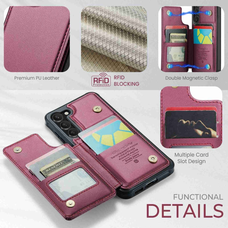 For Samsung Galaxy S23+ 5G CaseMe C22 Card Slots Holder RFID Anti-theft Phone Case(Wine Red) - free shipping - PMC Jewellery - Order now!