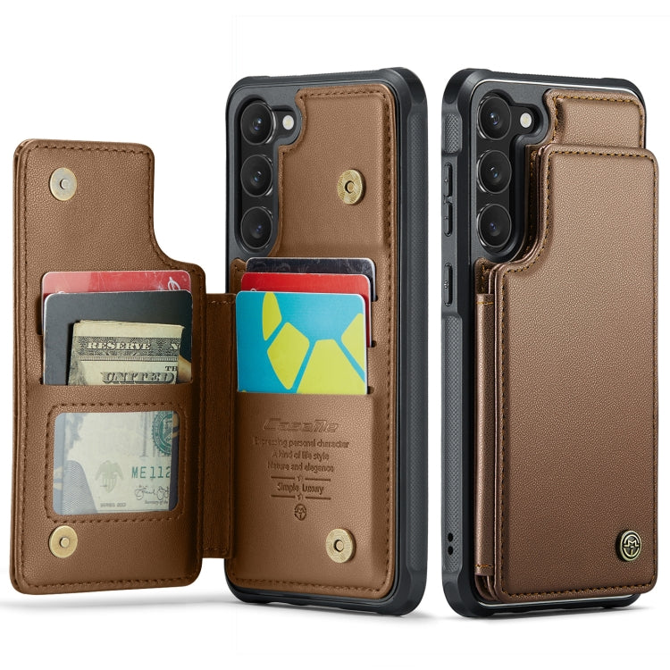For Samsung Galaxy S23+ 5G CaseMe C22 Card Slots Holder RFID Anti-theft Phone Case(Brown) - free shipping - PMC Jewellery - Order now!