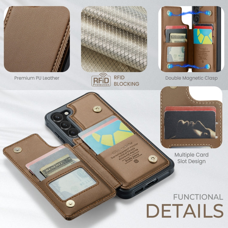 For Samsung Galaxy S23+ 5G CaseMe C22 Card Slots Holder RFID Anti-theft Phone Case(Brown) - free shipping - PMC Jewellery - Order now!
