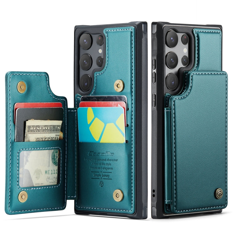 For Samsung Galaxy S23 Ultra 5G CaseMe C22 Card Slots Holder RFID Anti-theft Phone Case(Blue Green) - free shipping - PMC Jewellery - Order now!