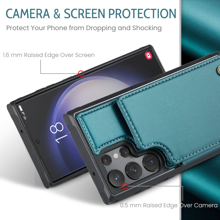 For Samsung Galaxy S23 Ultra 5G CaseMe C22 Card Slots Holder RFID Anti-theft Phone Case(Blue Green) - free shipping - PMC Jewellery - Order now!