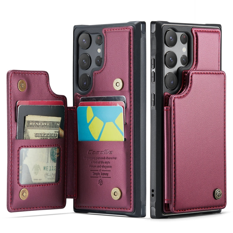 For Samsung Galaxy S23 Ultra 5G CaseMe C22 Card Slots Holder RFID Anti-theft Phone Case(Wine Red) - Galaxy S23 Ultra 5G Cases by CaseMe | Online Shopping South Africa | PMC Jewellery | Buy Now Pay Later Mobicred