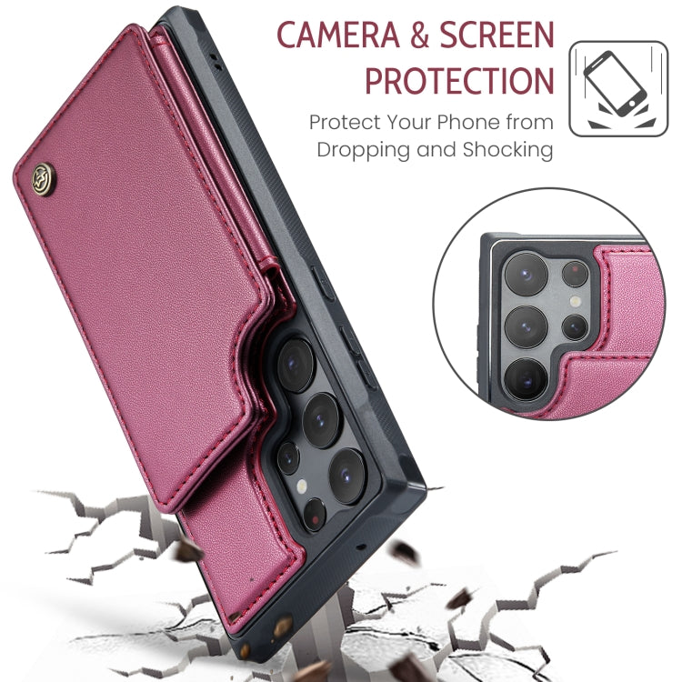 For Samsung Galaxy S23 Ultra 5G CaseMe C22 Card Slots Holder RFID Anti-theft Phone Case(Wine Red) - free shipping - PMC Jewellery - Order now!