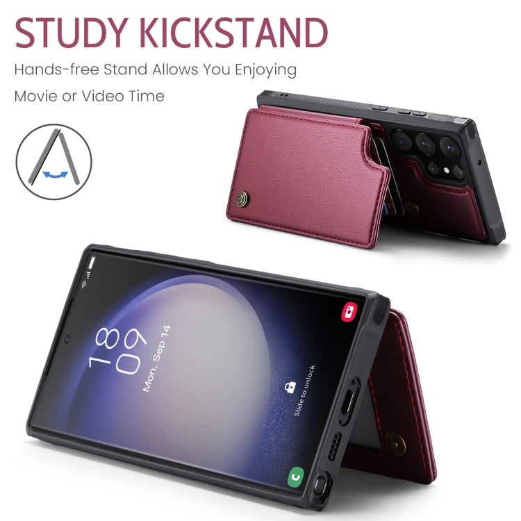 For Samsung Galaxy S23 Ultra 5G CaseMe C22 Card Slots Holder RFID Anti-theft Phone Case(Wine Red) - free shipping - PMC Jewellery - Order now!