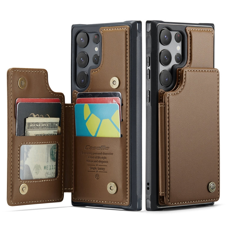 For Samsung Galaxy S23 Ultra 5G CaseMe C22 Card Slots Holder RFID Anti-theft Phone Case(Brown) - Galaxy S23 Ultra 5G Cases by CaseMe | Online Shopping South Africa | PMC Jewellery | Buy Now Pay Later Mobicred