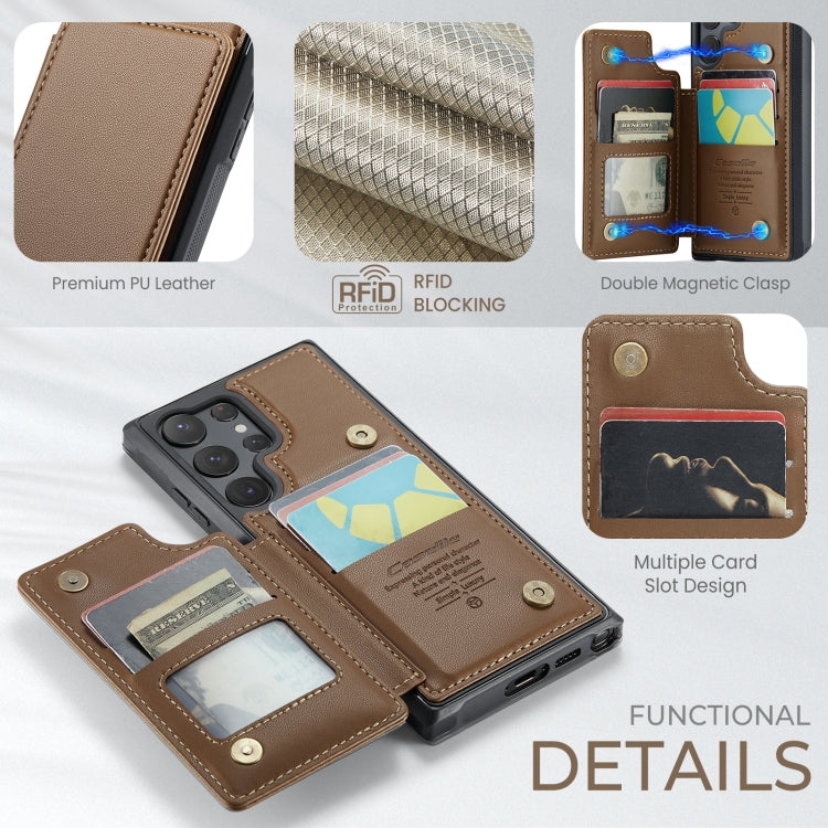 For Samsung Galaxy S23 Ultra 5G CaseMe C22 Card Slots Holder RFID Anti-theft Phone Case(Brown) - Galaxy S23 Ultra 5G Cases by CaseMe | Online Shopping South Africa | PMC Jewellery | Buy Now Pay Later Mobicred