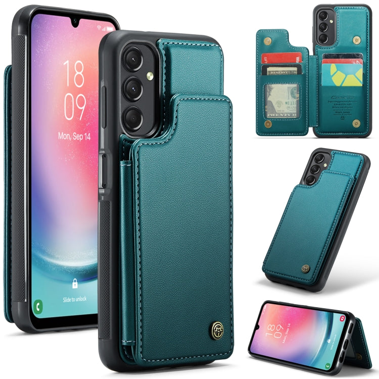 For Samsung Galaxy A24 4G CaseMe C22 Card Slots Holder RFID Anti-theft Phone Case(Blue Green) - Galaxy Phone Cases by CaseMe | Online Shopping South Africa | PMC Jewellery | Buy Now Pay Later Mobicred