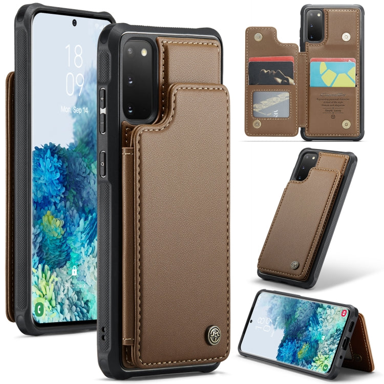 For Samsung Galaxy S20 CaseMe C22 Card Slots Holder RFID Anti-theft Phone Case(Brown) - free shipping - PMC Jewellery - Order now!
