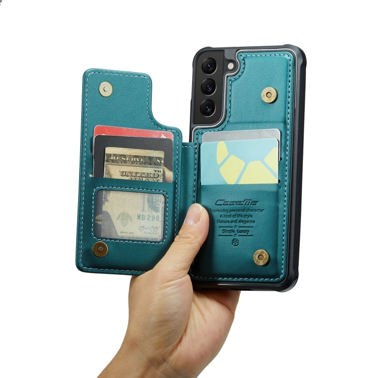 For Samsung Galaxy S21 5G CaseMe C22 Card Slots Holder RFID Anti-theft Phone Case(Blue Green) - Galaxy S21 5G Cases by CaseMe | Online Shopping South Africa | PMC Jewellery | Buy Now Pay Later Mobicred