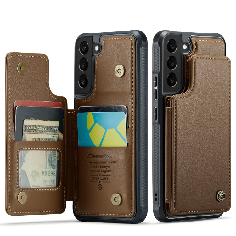 For Samsung Galaxy S21 5G CaseMe C22 Card Slots Holder RFID Anti-theft Phone Case(Brown) - free shipping - PMC Jewellery - Order now!