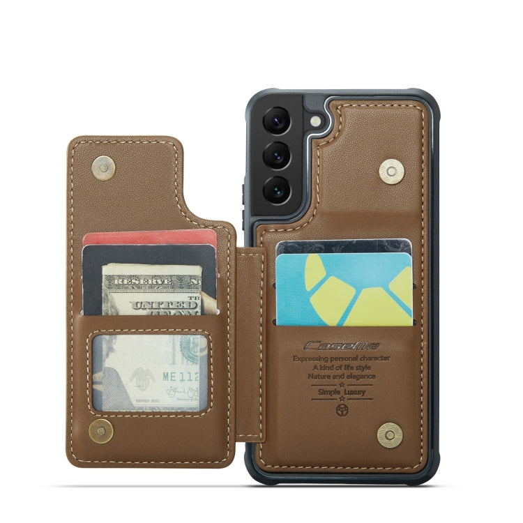 For Samsung Galaxy S21 5G CaseMe C22 Card Slots Holder RFID Anti-theft Phone Case(Brown) - free shipping - PMC Jewellery - Order now!