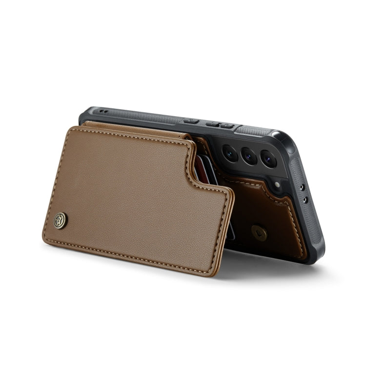 For Samsung Galaxy S21 5G CaseMe C22 Card Slots Holder RFID Anti-theft Phone Case(Brown) - free shipping - PMC Jewellery - Order now!