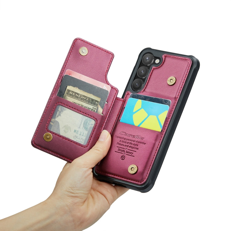 For Samsung Galaxy S23 5G CaseMe C22 Card Slots Holder RFID Anti-theft Phone Case(Wine Red) - free shipping - PMC Jewellery - Order now!