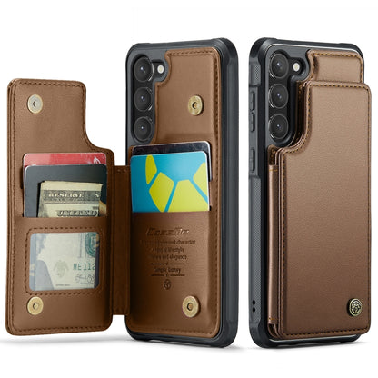 For Samsung Galaxy S23 5G CaseMe C22 Card Slots Holder RFID Anti-theft Phone Case(Brown) - Galaxy S23 5G Cases by CaseMe | Online Shopping South Africa | PMC Jewellery | Buy Now Pay Later Mobicred