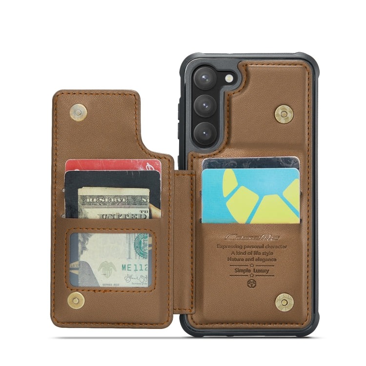 For Samsung Galaxy S23 5G CaseMe C22 Card Slots Holder RFID Anti-theft Phone Case(Brown) - free shipping - PMC Jewellery - Order now!