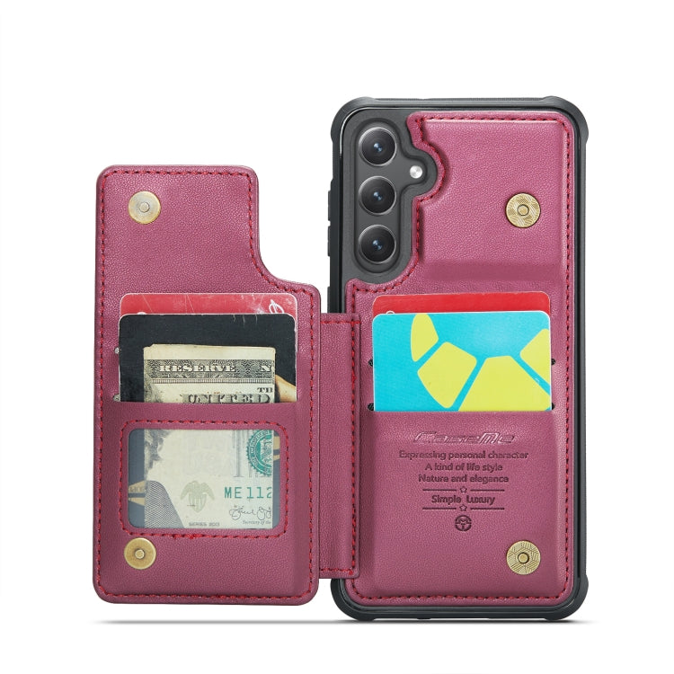 For Samsung Galaxy S23 FE 5G CaseMe C22 Card Slots Holder RFID Anti-theft Phone Case(Wine Red) - free shipping - PMC Jewellery - Order now!