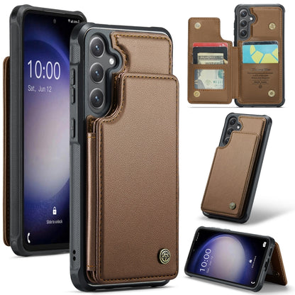 For Samsung Galaxy S23 FE 5G CaseMe C22 Card Slots Holder RFID Anti-theft Phone Case(Brown) - Galaxy S23 FE 5G Cases by CaseMe | Online Shopping South Africa | PMC Jewellery | Buy Now Pay Later Mobicred