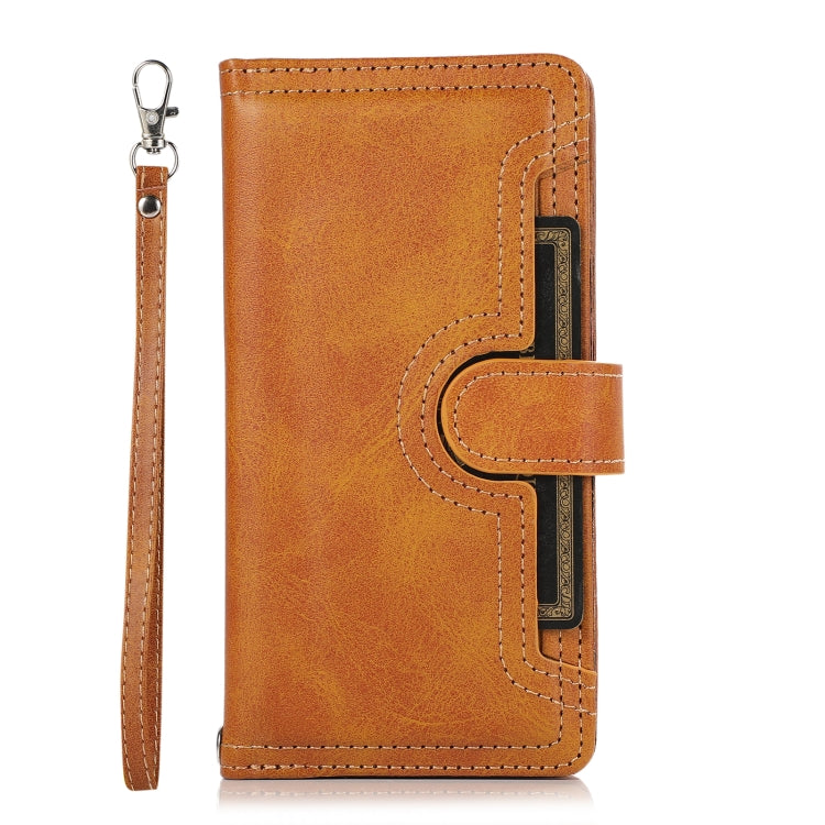 For Samsung Galaxy S24 5G Wristband Card Slot Leather Phone Case(Brown) - Galaxy S24 5G Cases by PMC Jewellery | Online Shopping South Africa | PMC Jewellery | Buy Now Pay Later Mobicred