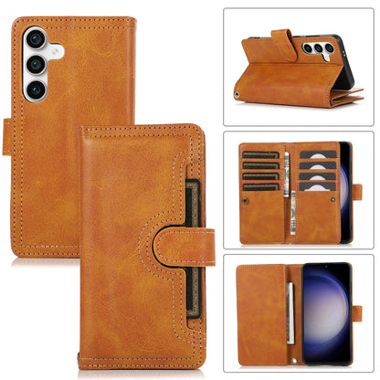 For Samsung Galaxy S24+ 5G Wristband Card Slot Leather Phone Case(Brown) - Galaxy S24+ 5G Cases by PMC Jewellery | Online Shopping South Africa | PMC Jewellery | Buy Now Pay Later Mobicred