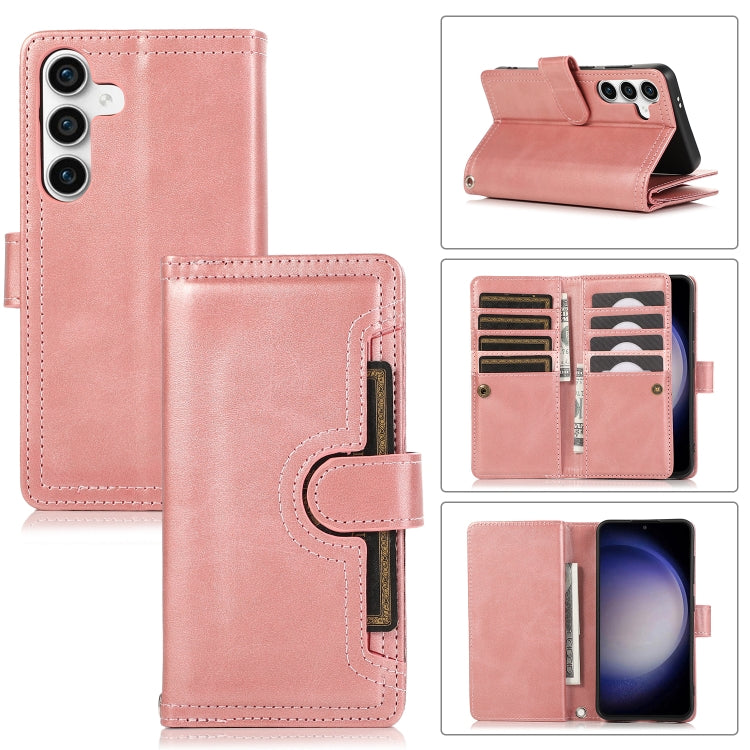 For Samsung Galaxy S24+ 5G Wristband Card Slot Leather Phone Case(Rose Gold) - Galaxy S24+ 5G Cases by PMC Jewellery | Online Shopping South Africa | PMC Jewellery | Buy Now Pay Later Mobicred