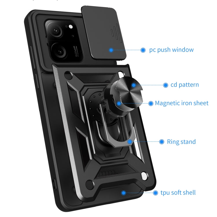 For Xiaomi 13T/13T Pro/Redmi K60 Ultra Sliding Camera Cover Design TPU Hybrid PC Phone Case(Silver) - Redmi K60 Ultra Cases by PMC Jewellery | Online Shopping South Africa | PMC Jewellery | Buy Now Pay Later Mobicred