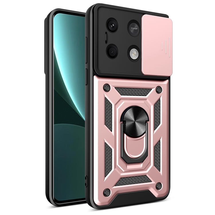 For Xiaomi Redmi Note 13 5G Sliding Camera Cover Design TPU Hybrid PC Phone Case(Rose Gold) - Note 13 Cases by PMC Jewellery | Online Shopping South Africa | PMC Jewellery | Buy Now Pay Later Mobicred