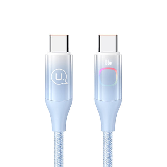 USAMS US-SJ640 1.2m Type-C to Type-C PD100W Fast Charging Cable with Colorful Light(Gradient Blue) - USB-C & Type-C Cable by USAMS | Online Shopping South Africa | PMC Jewellery | Buy Now Pay Later Mobicred