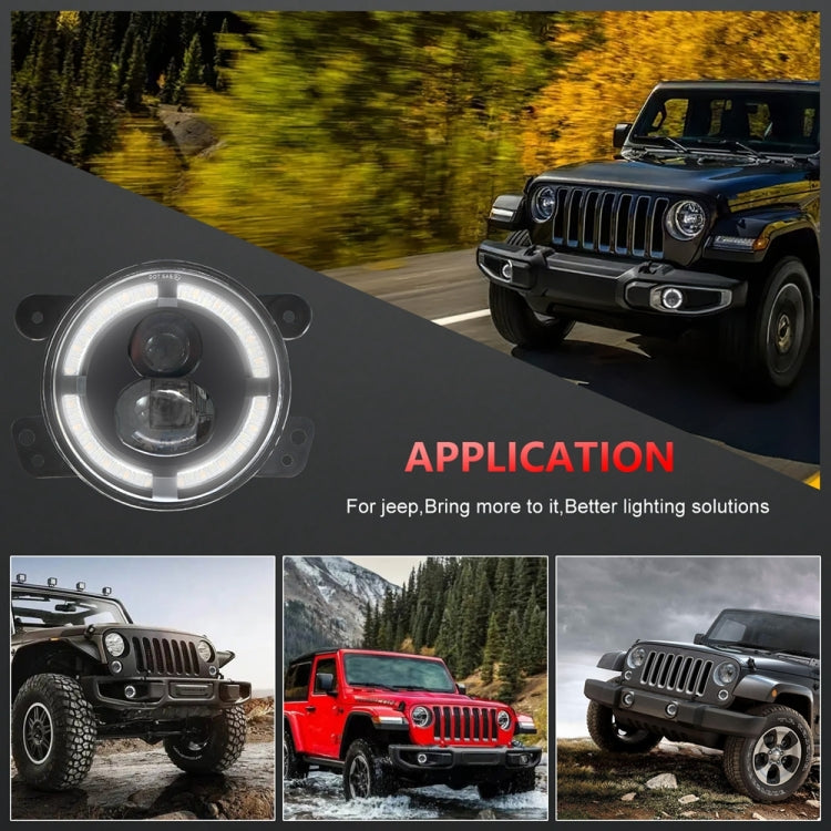For Jeep Wrangler JK 2 Door 2007-2015 Y4 4 inch 1 Pair Light Guide Dual Lens Fog Light(Yellow White) - Fog / Driving Lights by PMC TechLife | Online Shopping South Africa | PMC TechLife | Buy Now Pay Later Mobicred