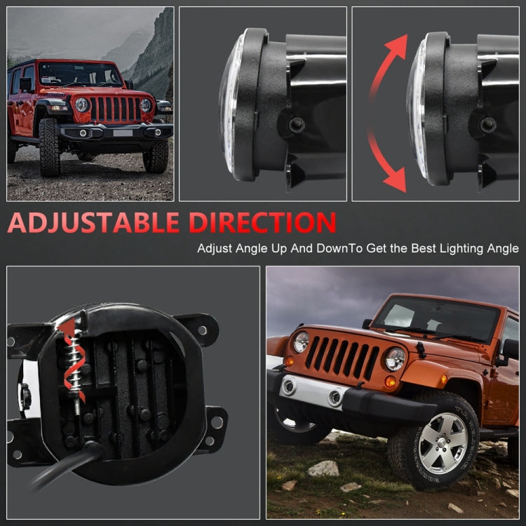For Jeep Wrangler JK 2 Door 2007-2015 Y4 4 inch 1 Pair Light Guide Dual Lens Fog Light(Yellow White) - Fog / Driving Lights by PMC TechLife | Online Shopping South Africa | PMC TechLife | Buy Now Pay Later Mobicred