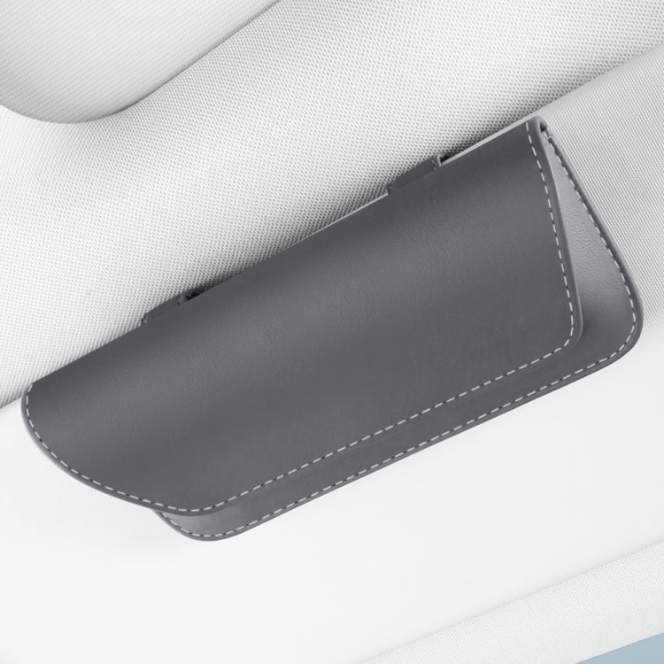 3064 Napa Texture Leather Car Glasses Storage Bag(Grey) - Sunglasses & Glasses Clips by PMC Jewellery | Online Shopping South Africa | PMC Jewellery | Buy Now Pay Later Mobicred