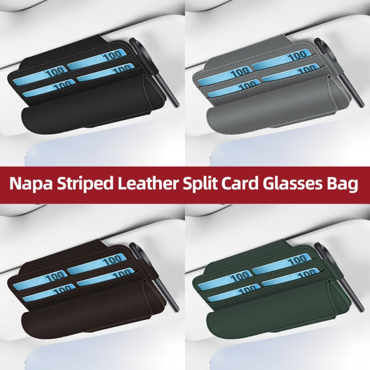 3073 Napa Texture Leather Car Removable Glasses Storage Bag(Black) - Sunglasses & Glasses Clips by PMC Jewellery | Online Shopping South Africa | PMC Jewellery | Buy Now Pay Later Mobicred