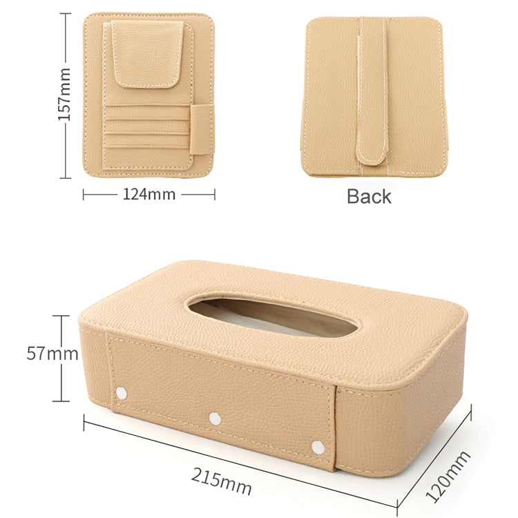 Car Litchi Texture Hanging Tissue Box Sun Visor Card Storage Clip(Beige) - Sunglasses & Glasses Clips by PMC Jewellery | Online Shopping South Africa | PMC Jewellery | Buy Now Pay Later Mobicred