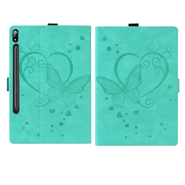 For Samsung Galaxy Tab S9 FE+ Love Butterfly Embossed Leather Tablet Case(Mint Green) - free shipping - PMC Jewellery - Order now!