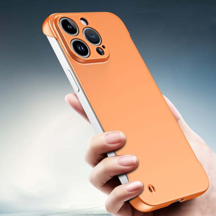 For iPhone 15 Plus Frameless Metallic Paint Hybrid PC Phone Case(Orange) - iPhone 15 Plus Cases by PMC Jewellery | Online Shopping South Africa | PMC Jewellery | Buy Now Pay Later Mobicred