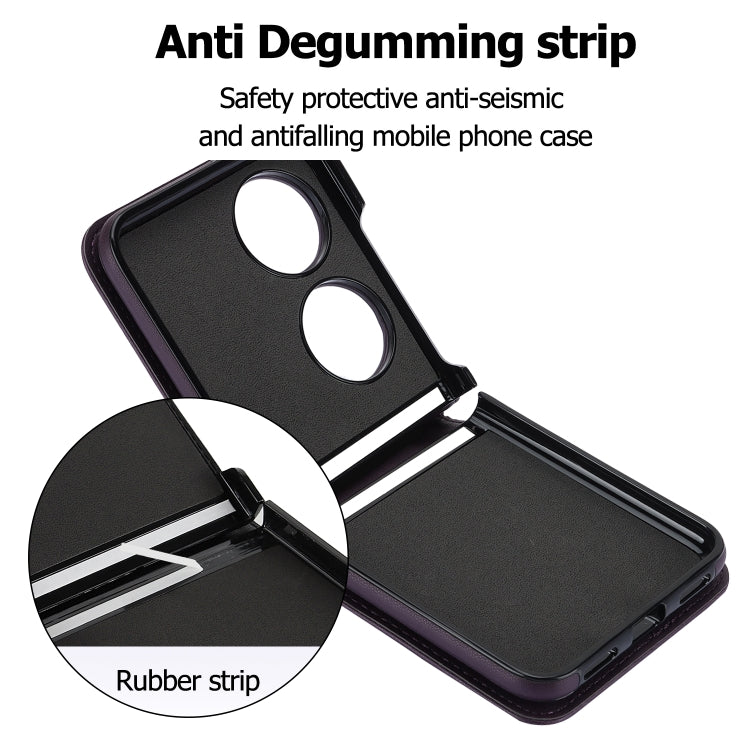 For Huawei P50 Pocket Rhombic Texture Card Bag Phone Case with Dual Lanyard(Dark Purple) - free shipping - PMC TechLife - Order now!
