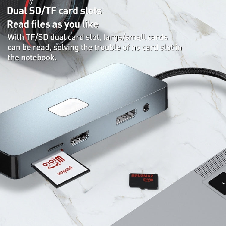 BYL-2309 Type-C to HDMI 4K 60Hz + DP HD + VGA + RJ47 + USB3.2 + Audio 3.5mm + PD100W + SD + TF Docking Station HUB - USB HUB by PMC Jewellery | Online Shopping South Africa | PMC Jewellery | Buy Now Pay Later Mobicred