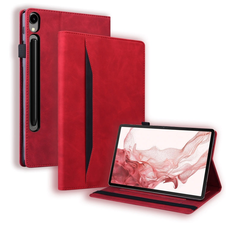 For Samsung Galaxy Tab S9 FE Splicing Shockproof Leather Tablet Case(Red) - Galaxy Tab S9 FE by PMC Jewellery | Online Shopping South Africa | PMC Jewellery | Buy Now Pay Later Mobicred