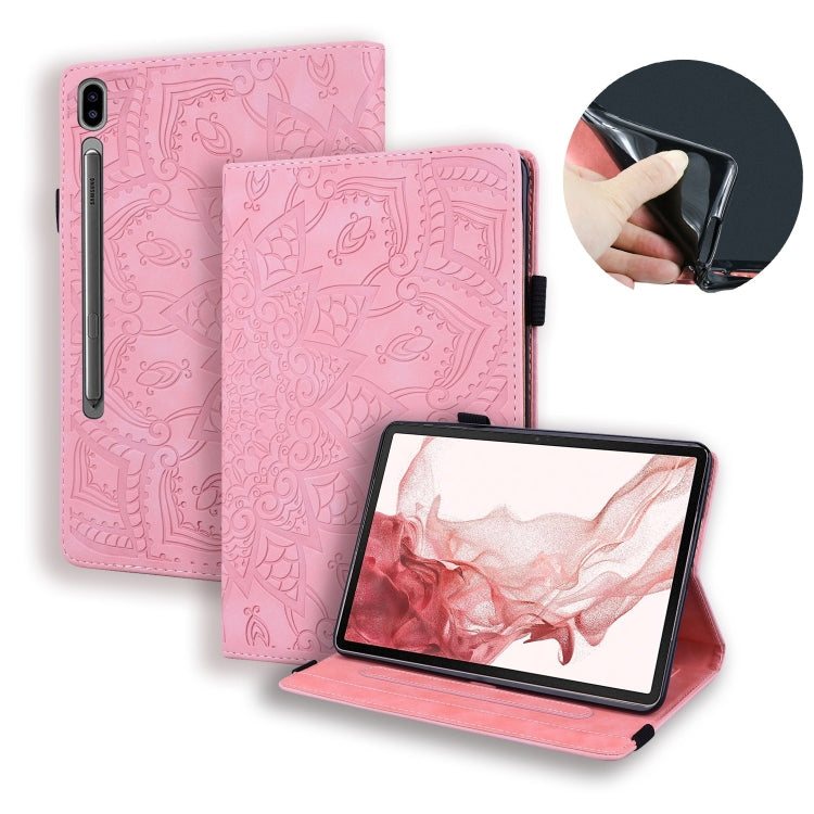 For Samsung Galaxy Tab S9 FE+ Calf Texture Embossed Leather Tablet Case(Pink) - Galaxy Tab S9 FE+ by PMC Jewellery | Online Shopping South Africa | PMC Jewellery | Buy Now Pay Later Mobicred