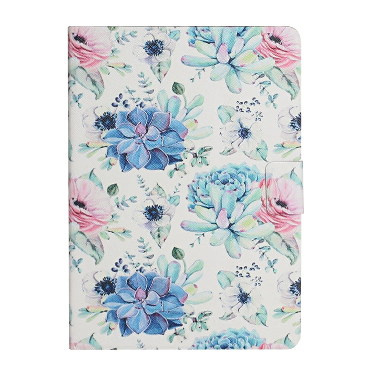 For Samsung Galaxy Tab A9+ Flower Pattern Horizontal Flip PU Tablet Case with Sleep / Wake-up Function(Blue Flower On White) - Galaxy Tab A9+ by PMC Jewellery | Online Shopping South Africa | PMC Jewellery