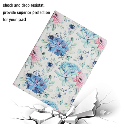 For Samsung Galaxy Tab A9+ Flower Pattern Horizontal Flip PU Tablet Case with Sleep / Wake-up Function(Blue Flower On White) - Galaxy Tab A9+ by PMC Jewellery | Online Shopping South Africa | PMC Jewellery