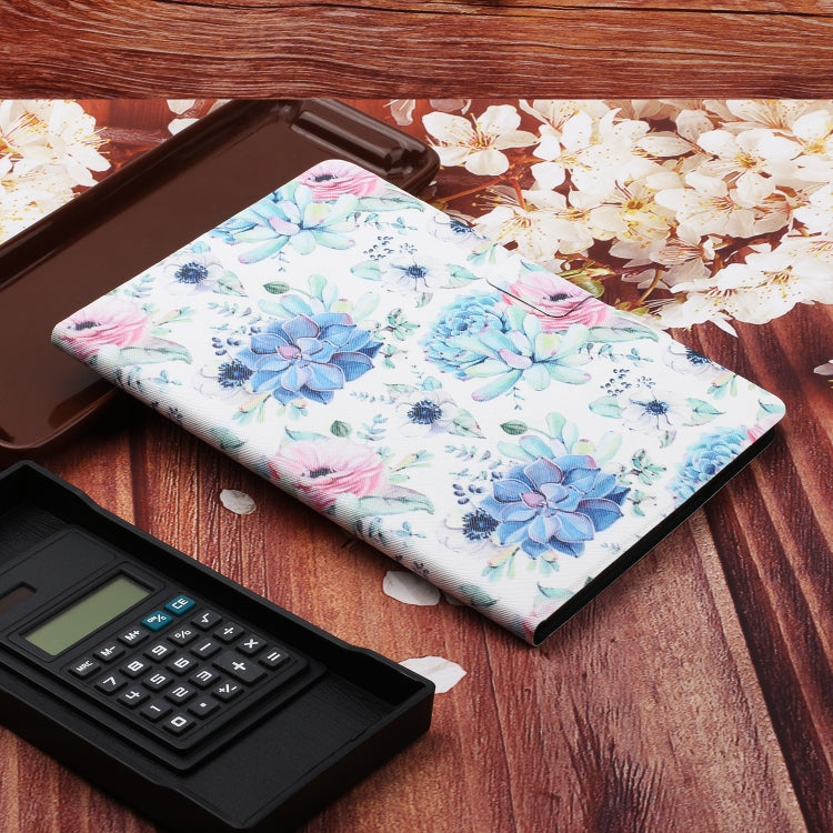 For Samsung Galaxy Tab A9+ Flower Pattern Horizontal Flip PU Tablet Case with Sleep / Wake-up Function(Blue Flower On White) - Galaxy Tab A9+ by PMC TechLife | Online Shopping South Africa | PMC TechLife