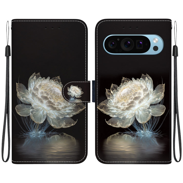 For Google Pixel 9 Pro Crystal Texture Colored Drawing Leather Phone Case(Crystal Peony) - Google Cases by PMC TechLife | Online Shopping South Africa | PMC TechLife | Buy Now Pay Later Mobicred