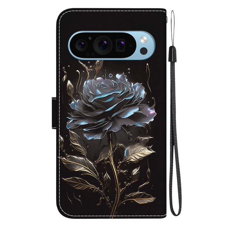 For Google Pixel 9 Pro Crystal Texture Colored Drawing Leather Phone Case(Black Rose) - Google Cases by PMC Jewellery | Online Shopping South Africa | PMC Jewellery | Buy Now Pay Later Mobicred