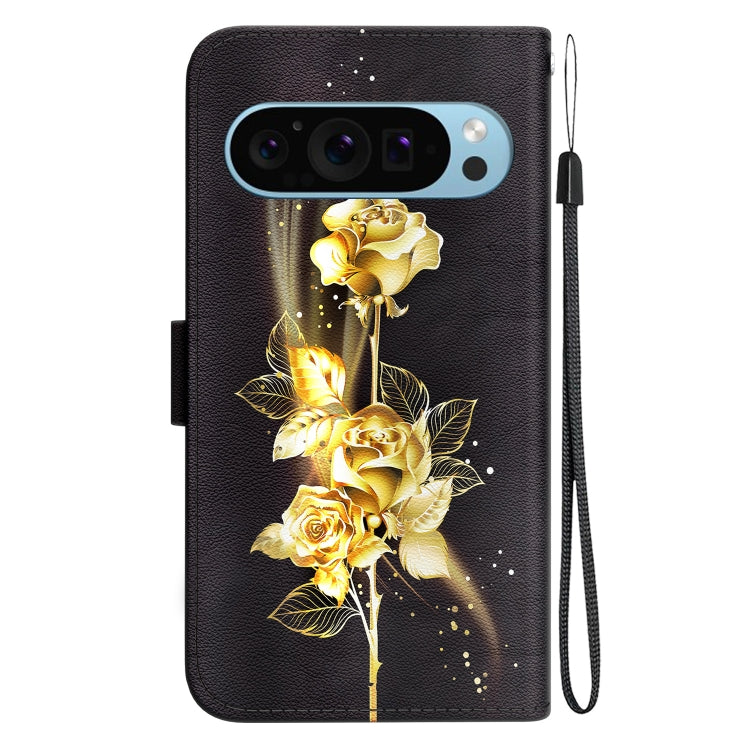 For Google Pixel 9 Crystal Texture Colored Drawing Leather Phone Case(Gold Butterfly Rose) - Google Cases by PMC Jewellery | Online Shopping South Africa | PMC Jewellery | Buy Now Pay Later Mobicred