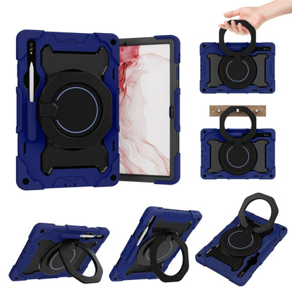 For Samsung Galaxy Tab S9+ Armor Portable Rotating Ring Holder Silicone Tablet Case(Navy Blue) - Galaxy Tab S9+ Cases by PMC Jewellery | Online Shopping South Africa | PMC Jewellery